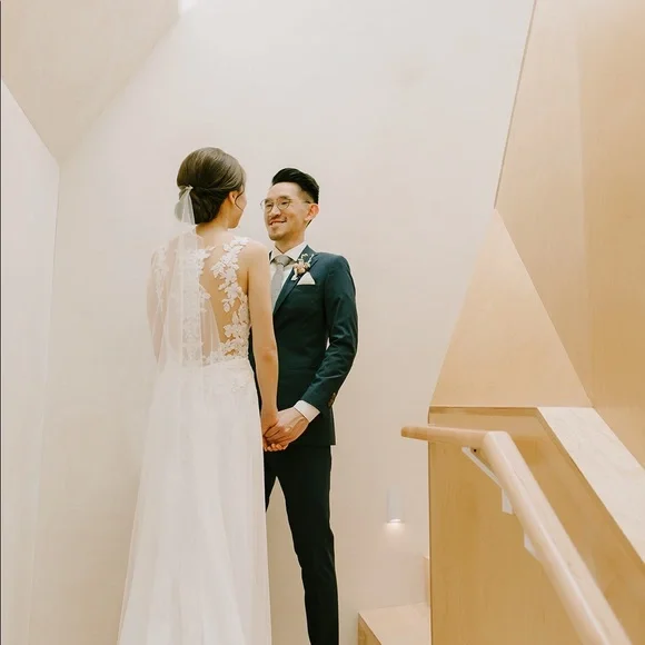 Tania Marias Audrey Minimalist Chapel Wedding Veil - Picture 8 of 15